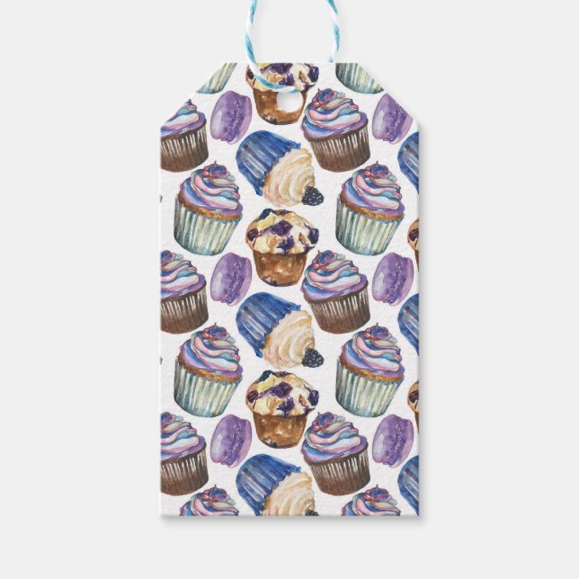 Étiquettes-cadeau Watercolor cupcakes (Devant)