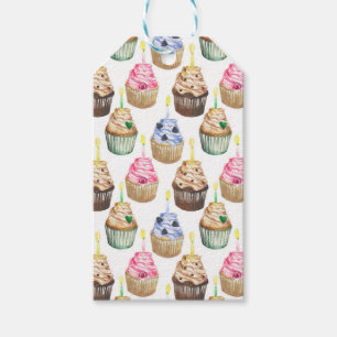 Étiquettes-cadeau Watercolor cupcakes