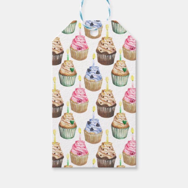 Étiquettes-cadeau Watercolor cupcakes (Devant)