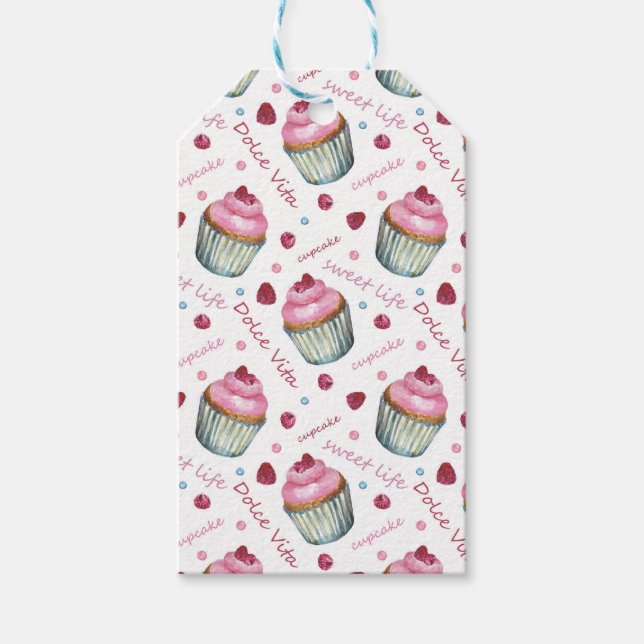 Étiquettes-cadeau Watercolor cupcakes (Devant)