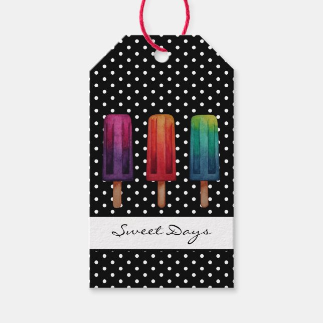 Étiquettes-cadeau Watercolor Cute Popsicle Glaces Creams (Devant)