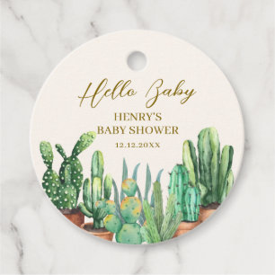 Étiquettes Cadeau Watercolor Desert Cactus Garden Baby shower