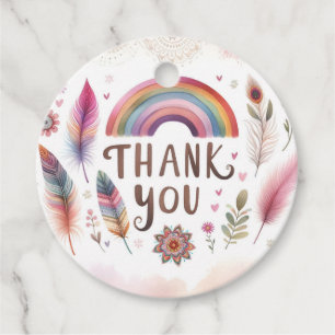 Étiquettes Cadeau Watercolor Feathers Bohemian Boho Birthday Party