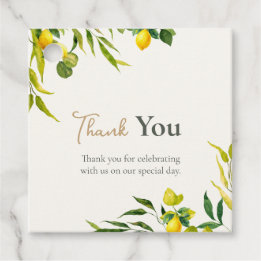 Étiquettes Cadeau Watercolor Lemon Citrus Green Thank You Wedding