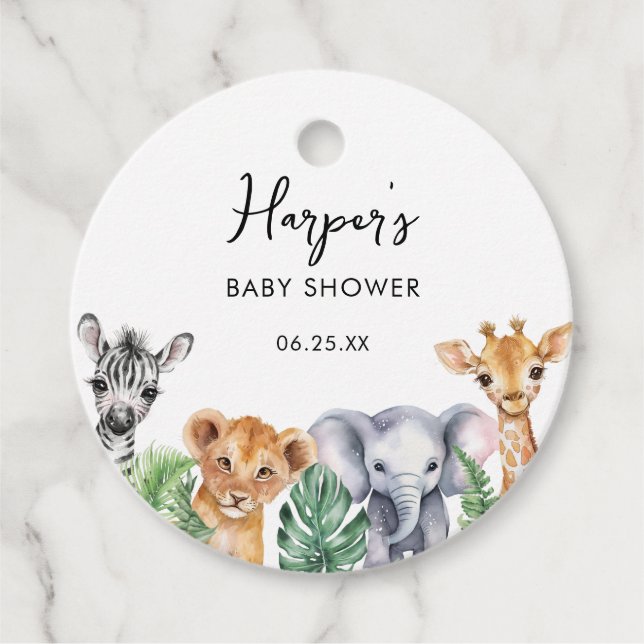 Étiquettes Cadeau Watercolor Little Wild One Baby shower Safari (Devant)