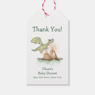 Étiquettes-cadeau Watercolor Magic Dragon Mountain Boy Baby shower