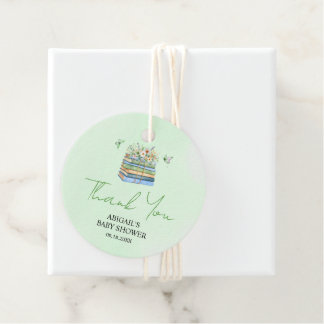 Étiquettes Cadeau Watercolor New Chapter Begins green baby shower