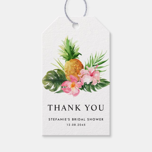 Étiquettes-cadeau Watercolor Pineapple Bridal Shower Thank You (Devant)