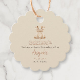 Étiquettes Cadeau Watercolor Pink Baby Clothes Aqeeqah Round Favor