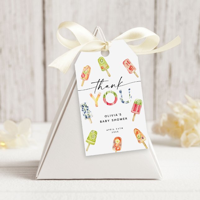 Étiquettes-cadeau Watercolor Popsicle Ready to Pop Baby Shower (Créateur téléchargé)
