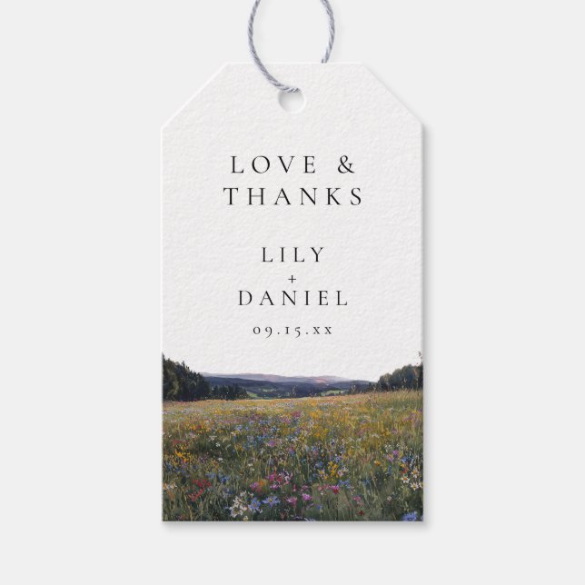 Étiquettes-cadeau Watercolor Wildflowers Floral Meadow Wedding (Devant)