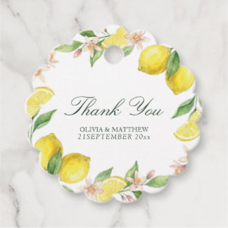 Étiquettes Cadeau Watercolor Wreath Mediterranean Citrus Wedding