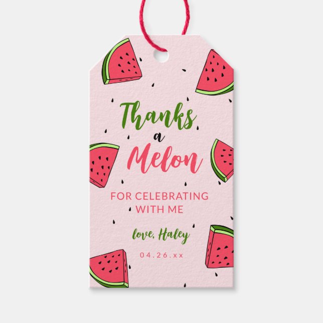 Étiquettes-cadeau Watermelon Cute One in a Melon 1st Baby Birthday (Devant)