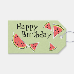 Étiquettes-cadeau Watermelon Green Pièces Côté Joyeux Anniversaire