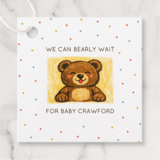 Étiquettes Cadeau We Can Bearly Wait! Simple Hand Drawn Baby Shower