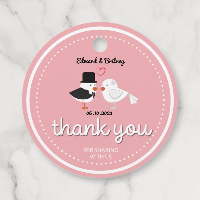 Étiquettes Cadeau Wedding tag thank you for sharing with us (Dos)