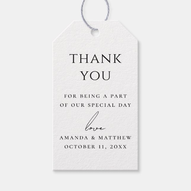 Étiquettes-cadeau Wedding Thank You | Elegant Minimalist Clean Favor (Devant)