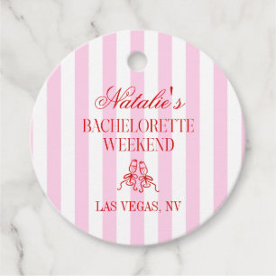 Étiquettes Cadeau Week-end de fête de Bachelorette à rayures roses r