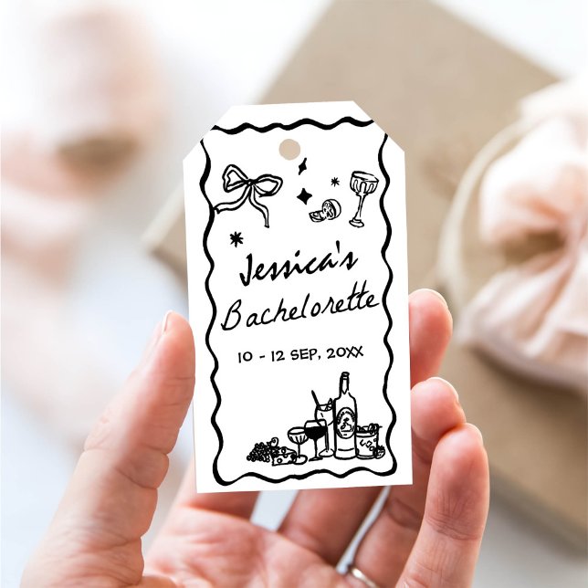 Étiquettes-cadeau Week-end Whimsical Black Bachelorette Party (Créateur téléchargé)
