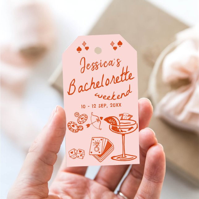 Étiquettes-cadeau Weekend du Whimsical Poker Bachelorette Party (Créateur téléchargé)