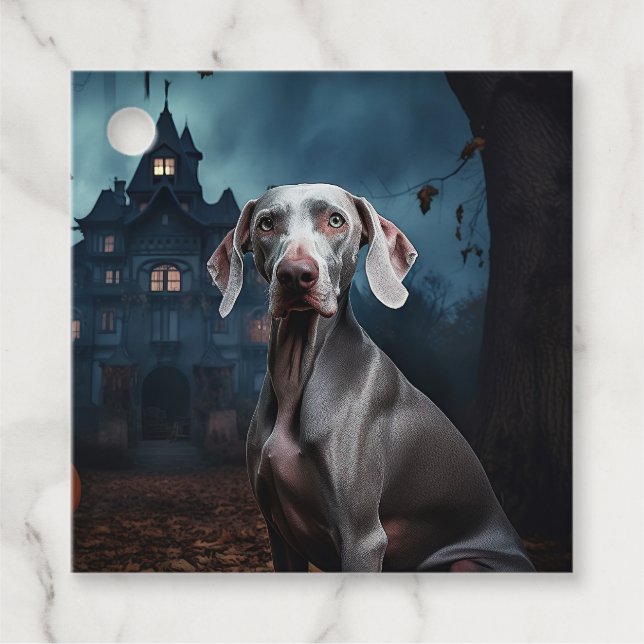 Étiquettes Cadeau Weimaraner Halloween Épouvantable (Devant)