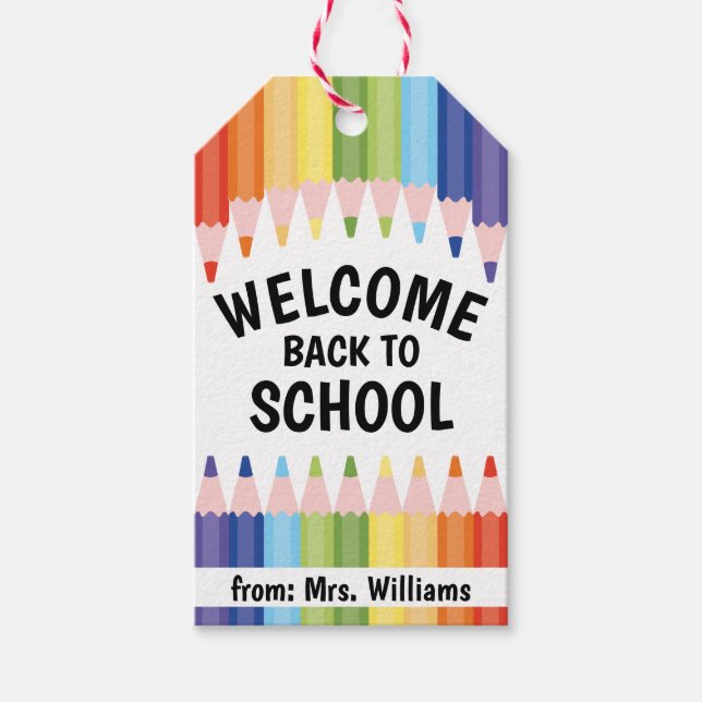 Étiquettes-cadeau Welcome Back to School Colorful Pencils Students  (Devant)
