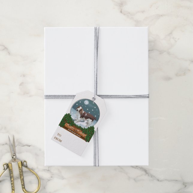 Étiquettes-cadeau Welsh Springer Spaniel Christmas (Avec de la ficelle)