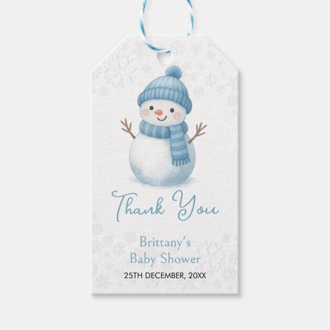 Étiquettes-cadeau We're Snow Excited Snowmen Boy Baby Shower (Devant)