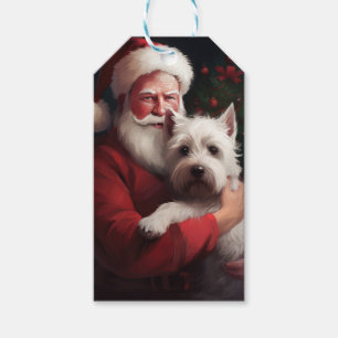 Étiquettes-cadeau West Highland White Terrier Santa Claus Noël