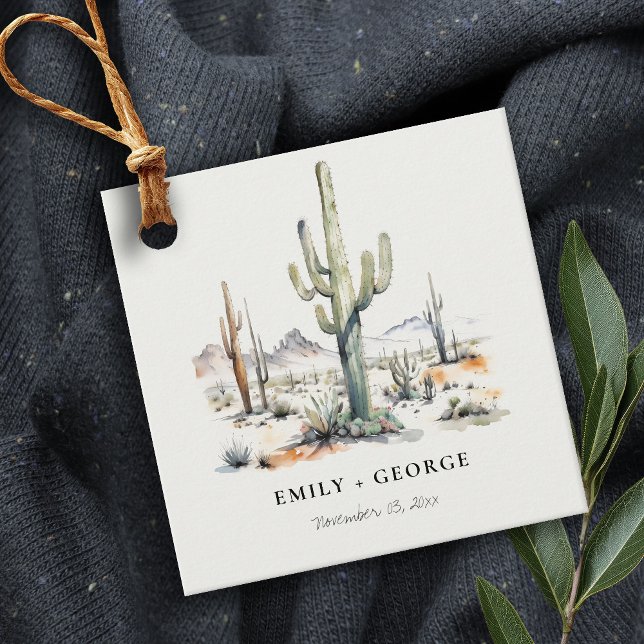 Étiquettes Cadeau Western Boho Cactus Mariage du paysage du désert (Créateur téléchargé)