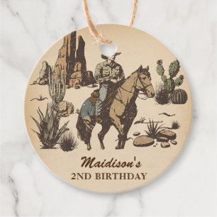 Étiquettes Cadeau Western Cowboy Anniversaire Fête Favoriser Tags