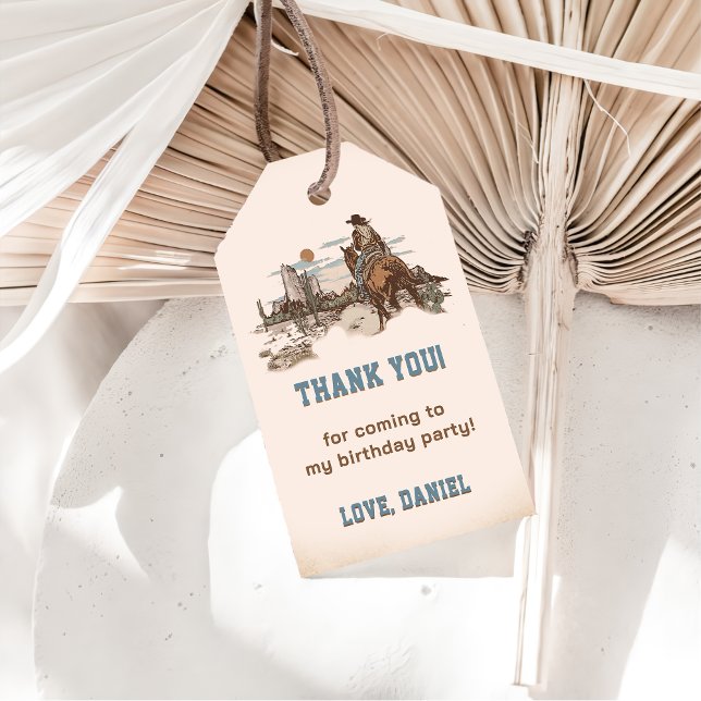 Étiquettes-cadeau Western Cowboy fête d'anniversaire (Créateur téléchargé)