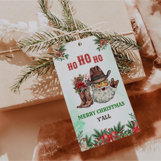 Étiquettes-cadeau Western Cowboy Père Noël (Créateur téléchargé)