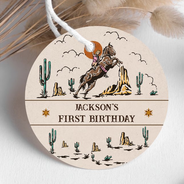 Étiquettes Cadeau Western Cowgirl fête d'anniversaire (Créateur téléchargé)