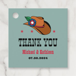 Étiquettes Cadeau Western Floral Cowboy Casquette Rustique Mariage c