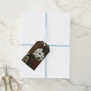 Étiquettes-cadeau Westie sur canapé
