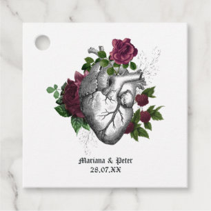 Étiquettes Cadeau Whimsical Bourgogne Floral Mariage gothique