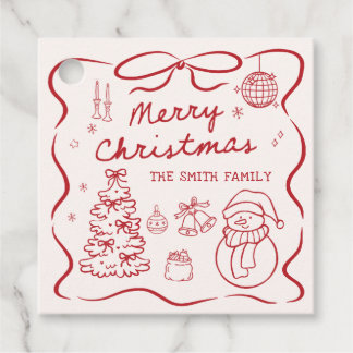 Étiquettes Cadeau Whimsical Bow Christmas Party Favor Tags