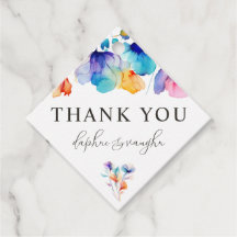 Whimsical Bright Flower Wedding Favor Tags
