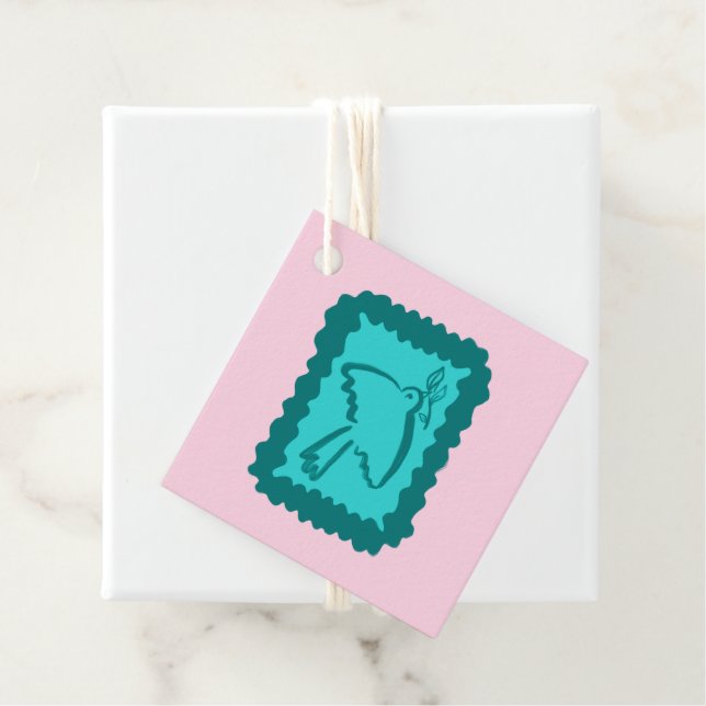Étiquettes Cadeau Whimsical Christmas Peace Dove Cute Holiday Gift (En situation)