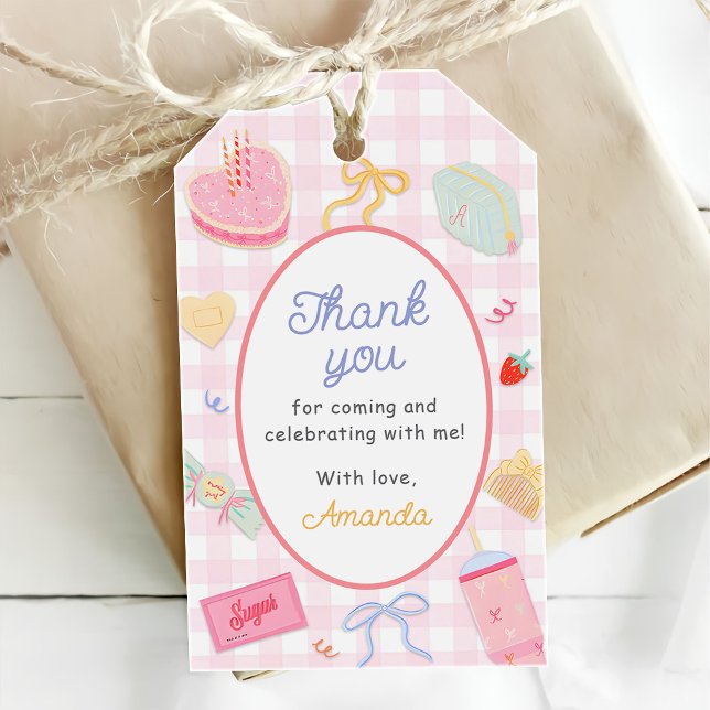 Étiquettes-cadeau Whimsical Coquette Pink Hand Drawn (Créateur téléchargé)