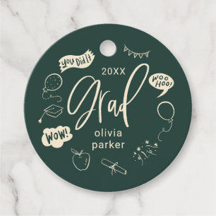 Étiquettes Cadeau Whimsical Doodle Grand Parti Vert
