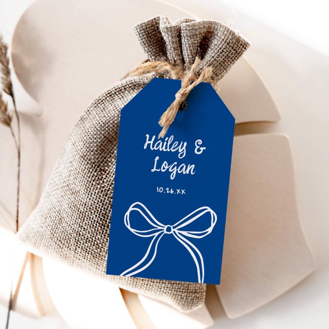 Étiquettes-cadeau Whimsical Illustrated Bow moderne Mariage amusant (Créateur téléchargé)