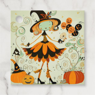 Étiquettes Cadeau whimsical/sorcière/citrouille/chute