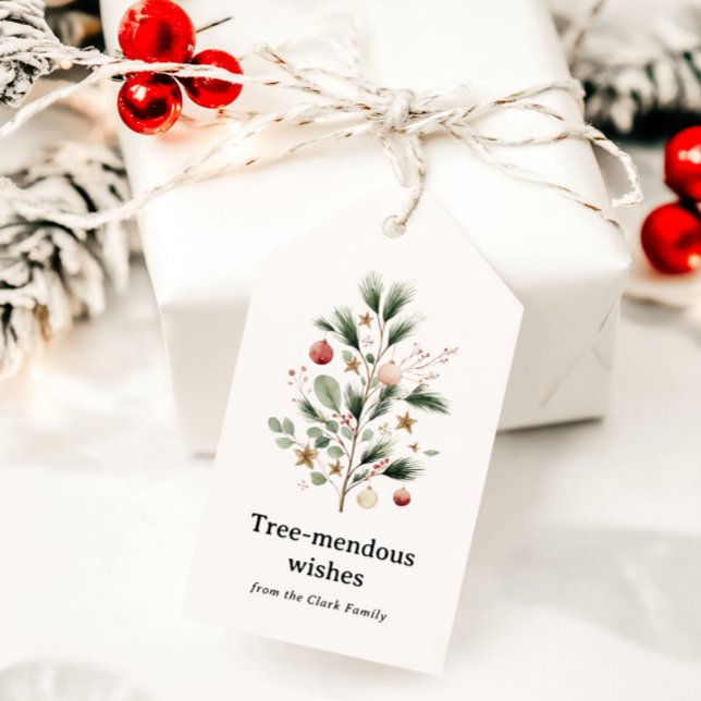 Étiquettes-cadeau Whimsical Watercolor Christmas Tree Personalized (Créateur téléchargé)
