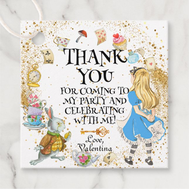 Étiquettes Cadeau Whimsland Wonderland Tea Party Alice Rabbit (Devant)