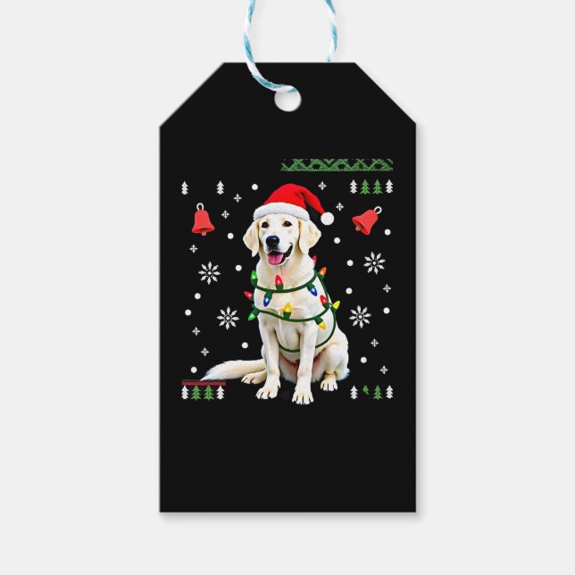 Étiquettes-cadeau White Boxer Dog Ugly Christmas Sweater Funny Xmas  (Devant)