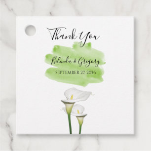 Étiquettes Cadeau White Calla Lilies Aquarelle Mariage Cadeau