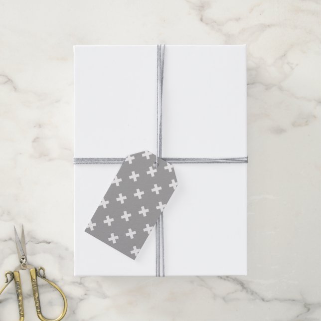 Étiquettes-cadeau White cross stitches (Avec de la ficelle)