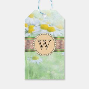 Étiquettes-cadeau White Daisy est dans Green Meadow Monogramme